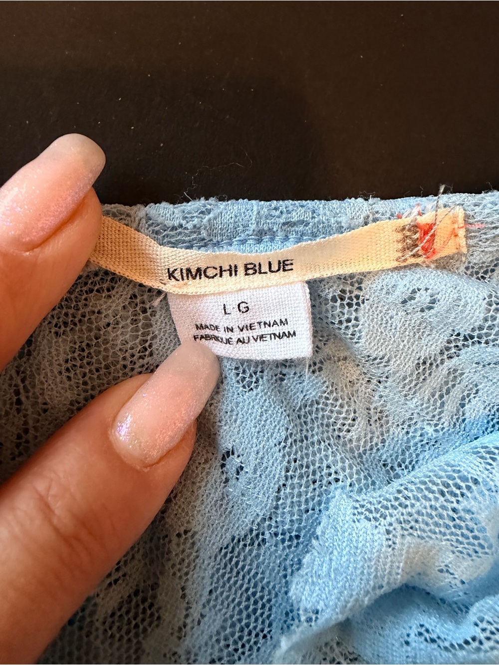 Kimchi Blue Chiara Sheer Lace Midi Dress, baby blue, size L - Picture 2 of 11